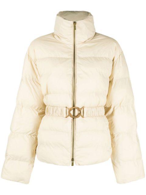 logo print collar puffer jacket by PINKO