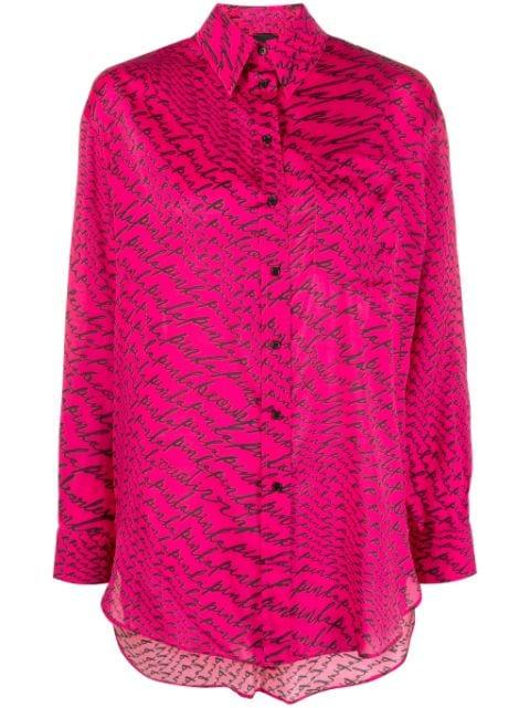 logo-print long-sleeve shirt by PINKO