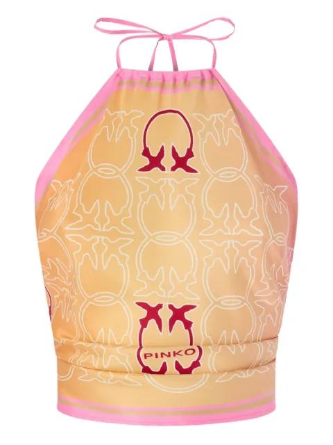 logo-print tie beach cover-up by PINKO