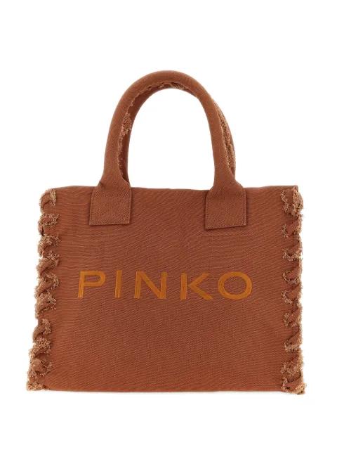 medium Beach frayed logo-embroidered tote bag by PINKO