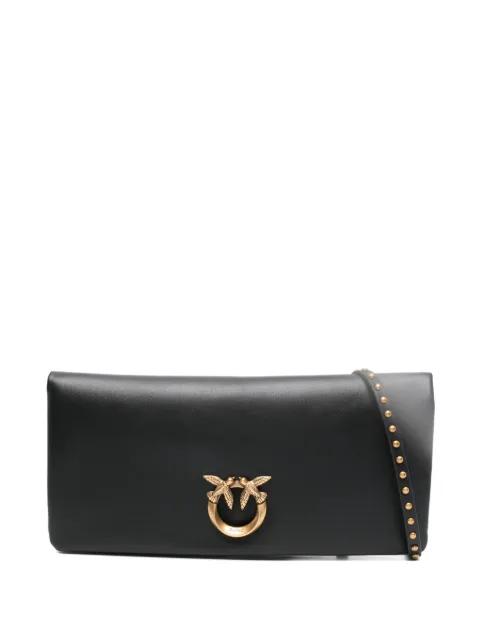 medium Love Bag Click Soft Horizontal studded embellishment clutch bag by PINKO