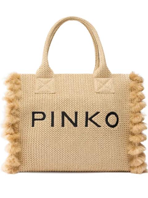 medium tassel logo-detail beach bag by PINKO