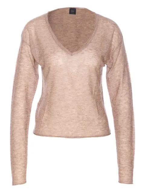micro-paillette V-neck sweater by PINKO
