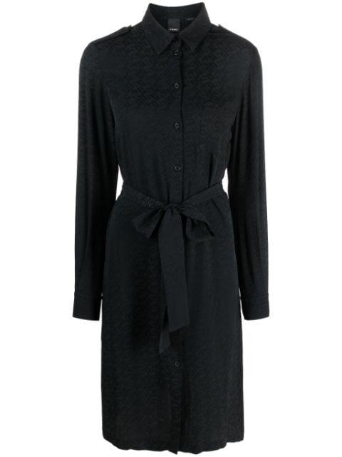 monogram-pattern belted shirtdress by PINKO