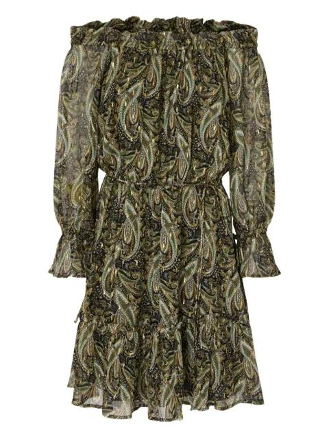 paisley off-shoulder midi dress by PINKO