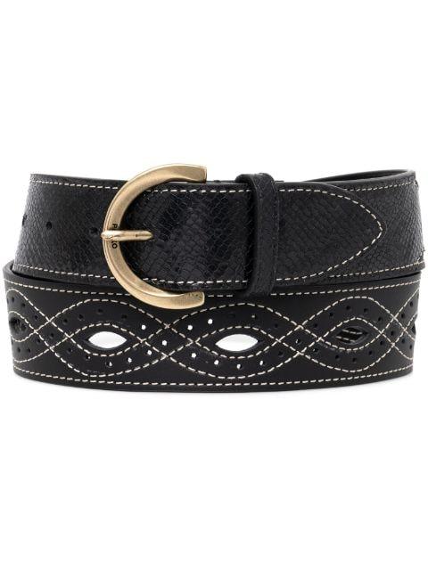 patterned-stitch leather belt by PINKO