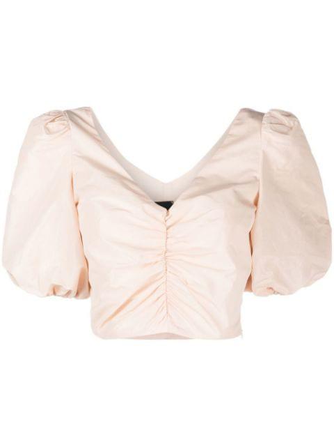 puff-sleeve cropped blouse by PINKO