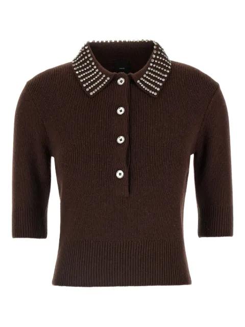 rhinestone-collar short-sleeved top by PINKO