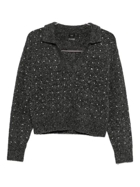 rhinetone-embellished collared sweater by PINKO