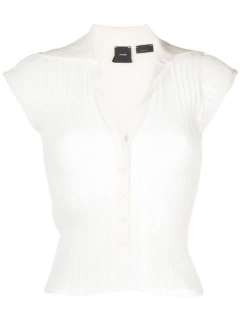 ribbed polo blouse by PINKO