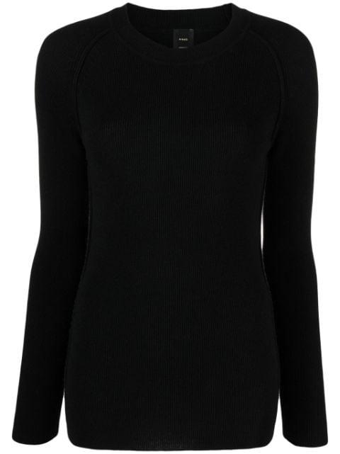 round-neck ribbed-knit top by PINKO