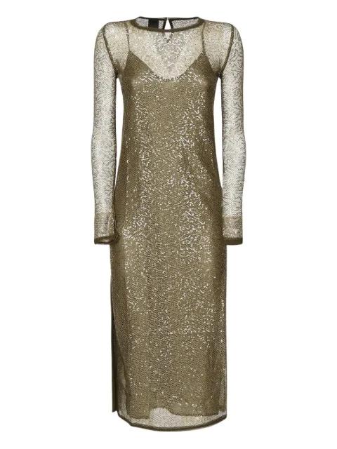 sequin-embellished mesh midi dress by PINKO