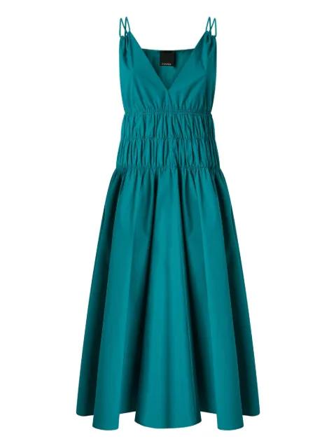 shirred V-neck dress by PINKO