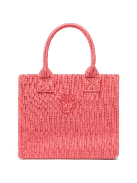 small Love Birds raffia tote bag by PINKO