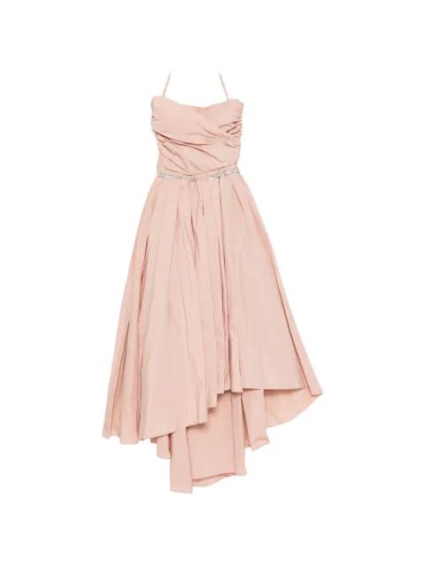 strapless ruched asymmetric midi dress by PINKO