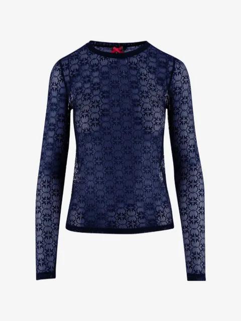stretch lace sweater with Love Birds logo motif by PINKO