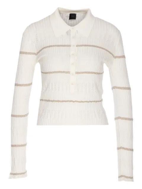 stripe-ribbed polo top by PINKO