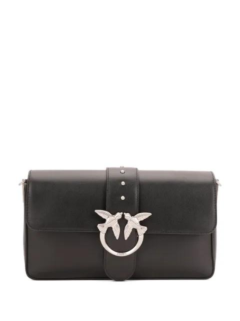studded bird-detail leather shoulder bag by PINKO