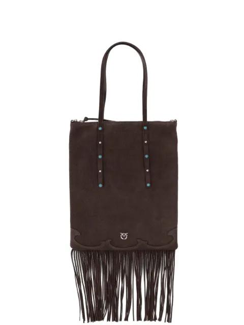 studded fringed tote bag by PINKO