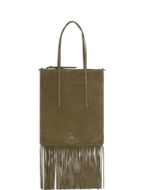 studded fringed tote bag by PINKO