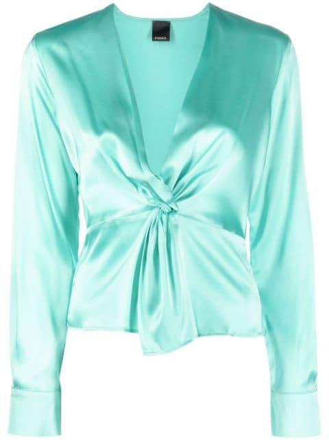 twist-detail silk blouse by PINKO