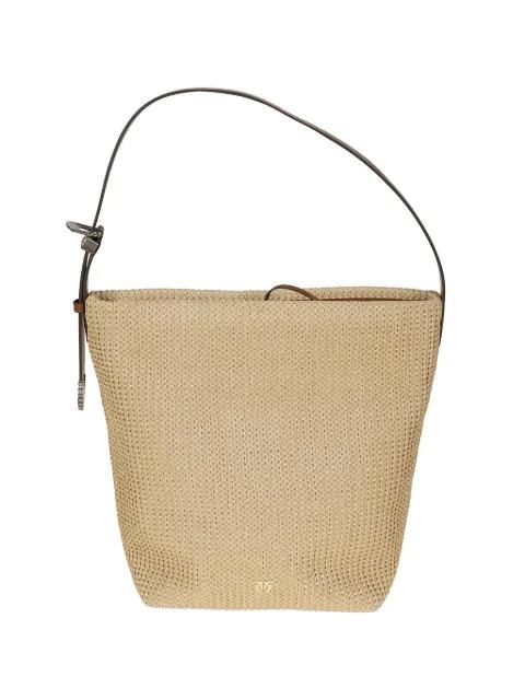 woven buckle-strap bucket bag by PINKO