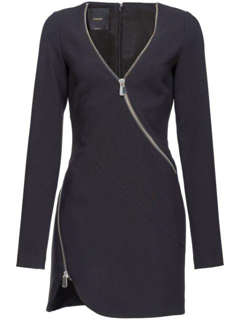 zipped crepe V-neck minidress by PINKO
