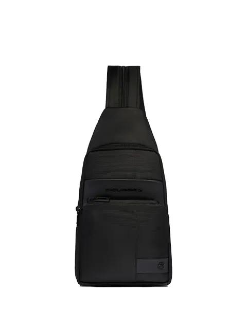 convertible leather-trim sling bag by PIQUADRO