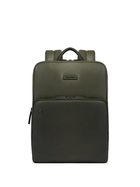 expandable grained texture backpack by PIQUADRO