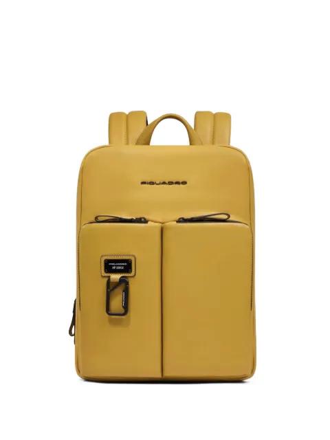 expandable leather backpack by PIQUADRO