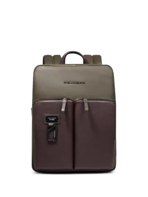 expandable leather backpack by PIQUADRO