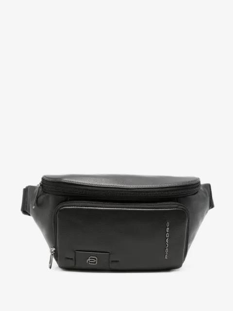 grained leather belt bag by PIQUADRO