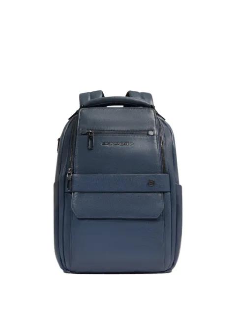 grained texture 13" backpack by PIQUADRO