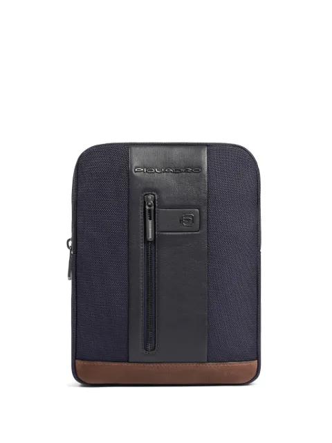 iPad® leather-details crossbody bag by PIQUADRO