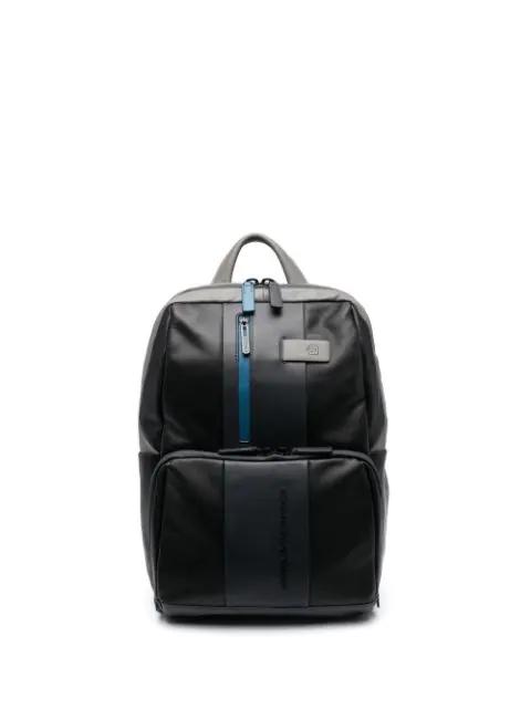 leather embroidered-logo backpack by PIQUADRO