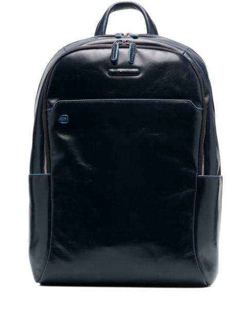 leather logo-patch backpack by PIQUADRO