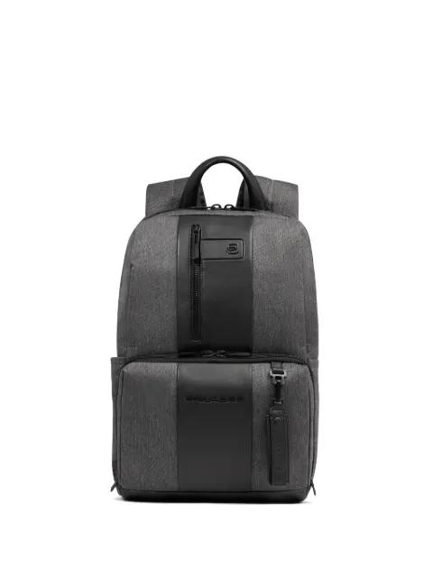 leather-panelled backpack by PIQUADRO