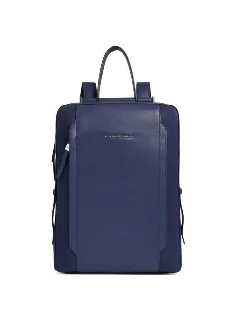 leather-panelled laptop backpack by PIQUADRO