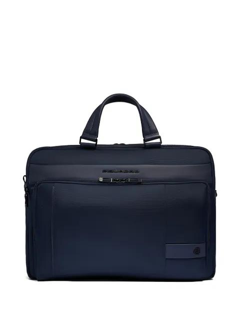 leather-trim laptop bag by PIQUADRO