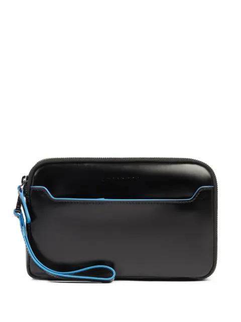 leather wrist-strap clutch bag by PIQUADRO