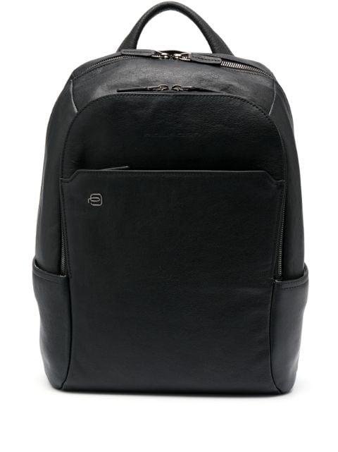 logo-detail leather backpack by PIQUADRO