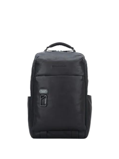 logo-embossed leather backpack by PIQUADRO