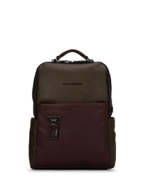 logo-lettering leather  backpack by PIQUADRO
