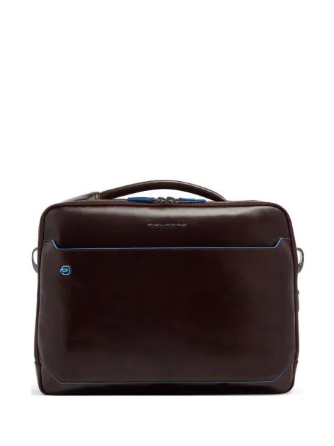 logo-lettering leather laptop bag by PIQUADRO