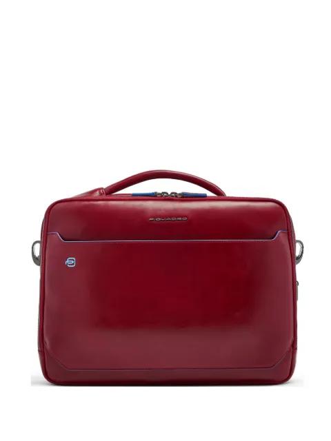 logo-lettering leather laptop bag by PIQUADRO