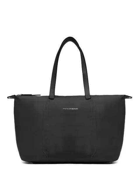 logo-plaque laptop tote bag by PIQUADRO