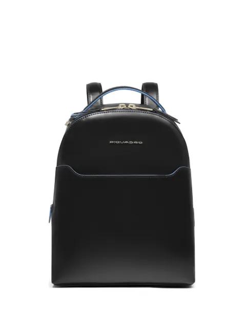 logo-plaque leather backpack by PIQUADRO