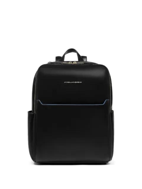 logo-plaque leather backpack by PIQUADRO
