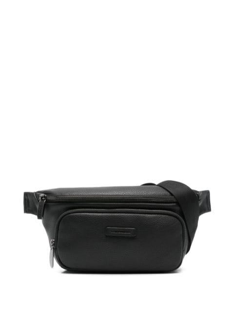 logo-plaque leather belt bag by PIQUADRO