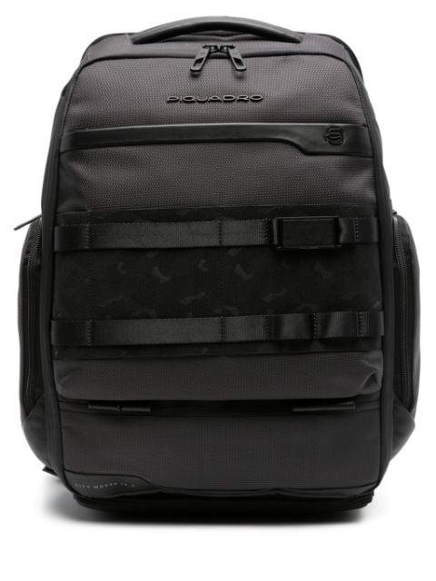 logo-plaque panelled backpack by PIQUADRO